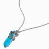 Flower-Wrapped Blue Glow In The Dark Mystical Gem Pendant Necklace