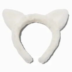 Furry White Cat Ears Headband
