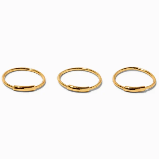 22G Gold-tone Sterling Silver Bar Hoop Nose Rings - 3 Pack