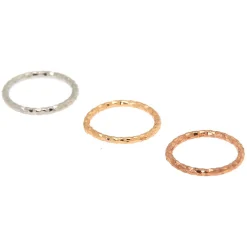 20G Mixed Metal Stainless Steel Textured Hoop Nose Rings - 3 Pack