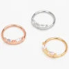 20G Mixed Metal Stainless Steel Cubic Zirconia Oval Hoop Nose Rings - 3 Pack