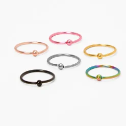 20G Mixed Metal Stainless Steel Ball Nose Rings - 6 Pack