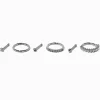 18G Silver-tone Stainless Steel Cubic Zirconia Basic Stud & Hoop Nose Rings - 6 Pack