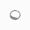 22G Silver-tone Titanium Cubic Zirconia Septum Nose Ring