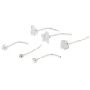 22G Sterling Silver Cubic Zirconia Mixed Nose Studs - 6 Pack