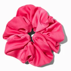 Giant Hot Pink Satin Hair Scrunchie