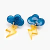 Glitter Cloud Stud Earrings - Blue