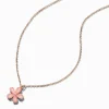 Glitter Pink Flower Pendant Necklace