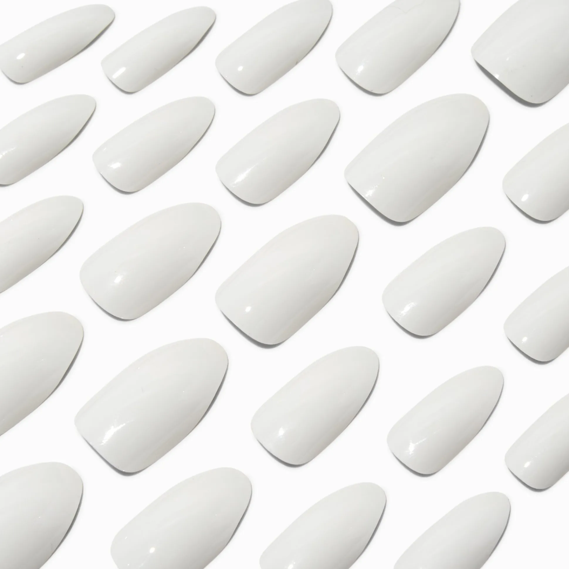 Glossy White Stiletto Vegan Faux Nail Set - 24 Pack