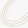 Gold Beaded, Rhinestone & Snake Chain Necklaces - 3 Pack