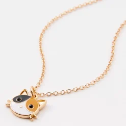 Gold Calico Cat Pendant Necklace