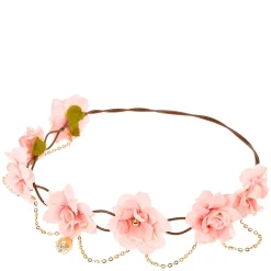 Gold Chain Blush Pink Flower Crown Headwrap