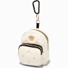 Gold Crown White Quilted Mini Backpack Keychain