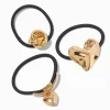 Gold Heart Charms Hair Ties - 3 Pack