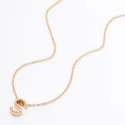 Gold Mini Pearl Initial Pendant Necklace - S