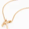 Gold Mini Pearl Initial Pendant Necklace - K