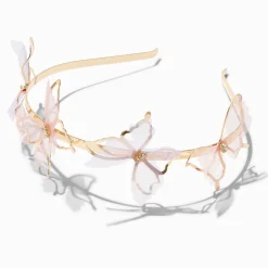 Gold Organza Butterfly Metal Headband
