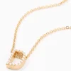 Gold Pearl Initial Chain Necklace - D