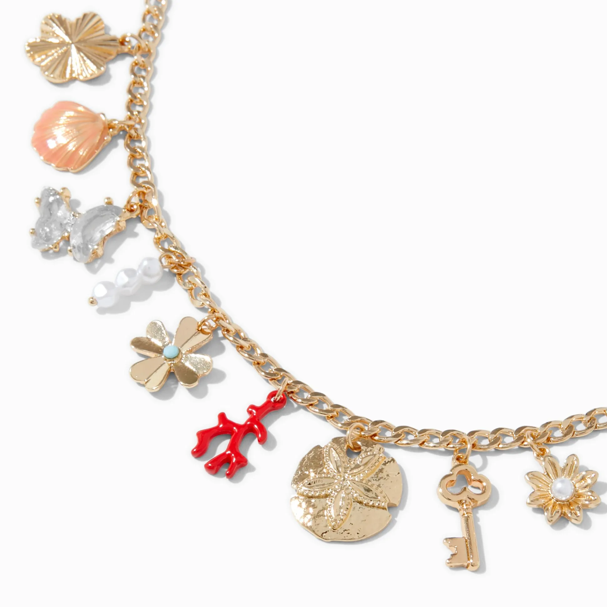 Gold-tone Beach Statement Charm Necklace