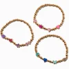 Gold-tone Bead Icon Stretch Bracelets - 3 Pack