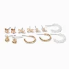 Gold-tone Bow & Pearl Mixed Stud & Hoop Earrings - 6 Pack