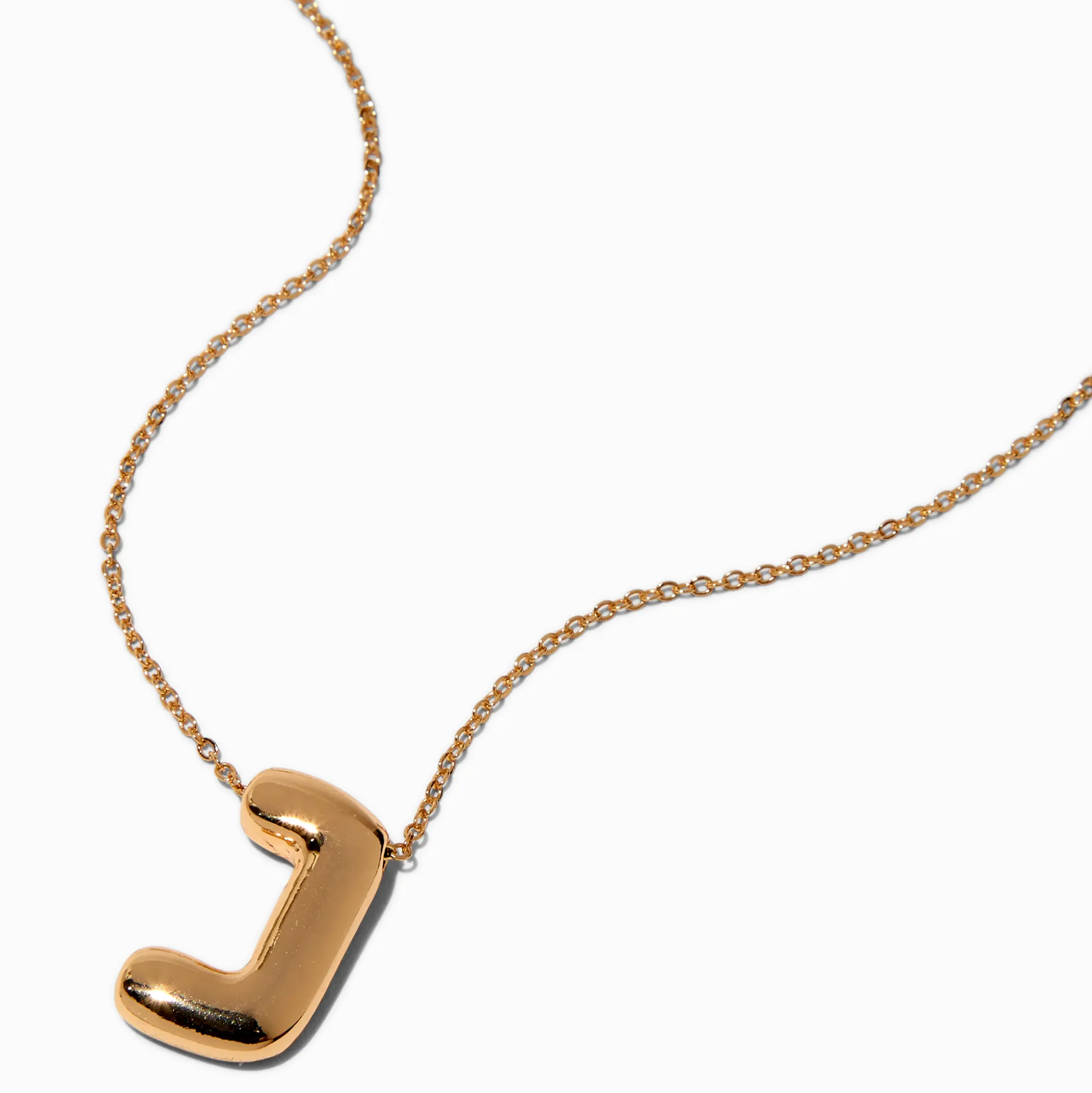 Gold-tone Bubble Initial Pendant Necklace - J