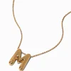 Gold-tone Bubble Initial Pendant Necklace - M