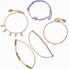 Gold-tone Celestial Beaded & Purple Woven Bracelet Set - 5 Pack