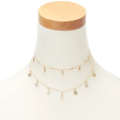Gold-tone Celestial Multi-Strand Necklace