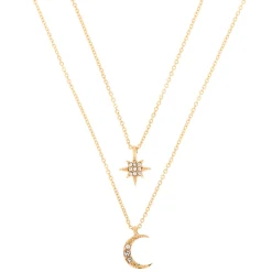 Gold-tone Celestial Pendant Necklaces - 2 Pack