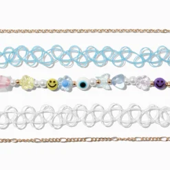 Gold-tone Chain, Y2K Beaded & Tattoo Choker Necklaces - 5 Pack