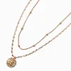 Gold-tone Cherub Medallion Multi-Strand Necklace