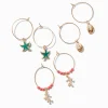 Gold-tone Coral Sea Shell Hoop Earrings - 3 Pack