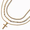 Gold-tone Cross Pendant & Chain Necklaces - 3 Pack