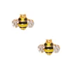 Gold-tone Crystal Bee Stud Earrings