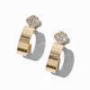 Gold-tone Crystal Clover Hoop Earrings