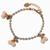Gold-tone Crystal Cup Chain Pearlized Cherry Charm Bracelet
