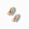 Gold-tone Crystal Double Decker Stud Earrings