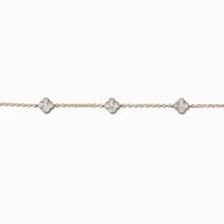 Gold-tone Cubic Zirconia Clover Choker Necklace