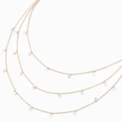 Gold-tone Cubic Zirconia Confetti Multi-Strand Necklace