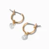 Gold-tone Cubic Zirconia Charm 10mm Huggie Hoop Earrings