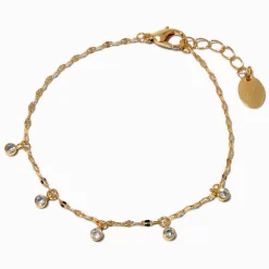 Gold-tone Cubic Zirconia Dainty Confetti Charm Bracelet