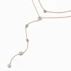 Gold-tone Cubic Zirconia Delicate Drip Y-Neck Multi-Strand Necklace