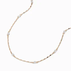 Gold-tone Cubic Zirconia Disco Chain Necklace