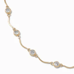 Gold-tone Cubic Zirconia Delicate Scalloped Choker Necklace
