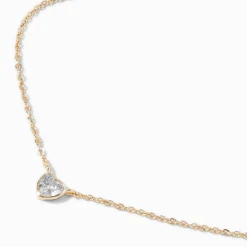Gold-tone Cubic Zirconia Heart Pendant Necklace
