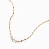 Gold-tone Cubic Zirconia Inline Crescent Pendant Necklace