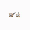 Gold-tone Cubic Zirconia 3mm Round Stud Earrings