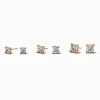 Gold-tone Cubic Zirconia 5mm, 6mm, & 7mm Square Stud Earrings - 3 Pack