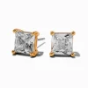 Gold-tone Cubic Zirconia 7mm Square Stud Earrings